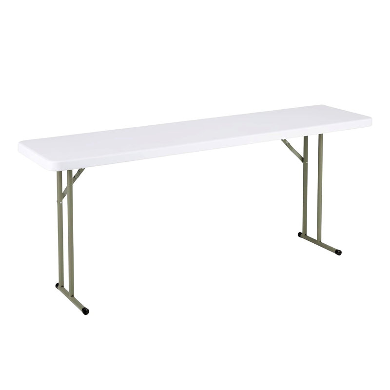 Rectangular Blow-Moulded Plastic Folding Training Seminar Table, White, 29" H x 72" L x 18" W