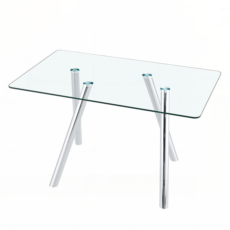 Table de salle à manger en verre trempé de 51 pouces avec pieds en métal robustes, alliant sécurité, durabilité et design élégant pour les maisons modernes