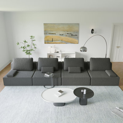 Canapé modulaire surdimensionné surdimensionné, ensemble de canapé de plancher Boucle de luxe, canapé convertible compressé, canapé spacieux rempli de mousse pour le salon, combinaison libre, 3 couleurs