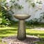 Bains d'oiseaux | Bain d'oiseaux sur piédestal moderne 24 po H gris ardoise pour patio de jardin | Ciment en béton | Bain d'oiseaux sur piédestal