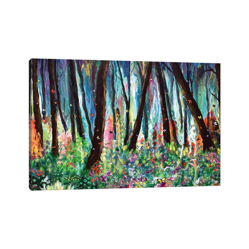Woodland Wildflowers And Butterflies by Laura Iverson - Wrapped Canvas Gallery-Wrapped Canvas Giclée, 20.32 cm H x 30.48 cm W