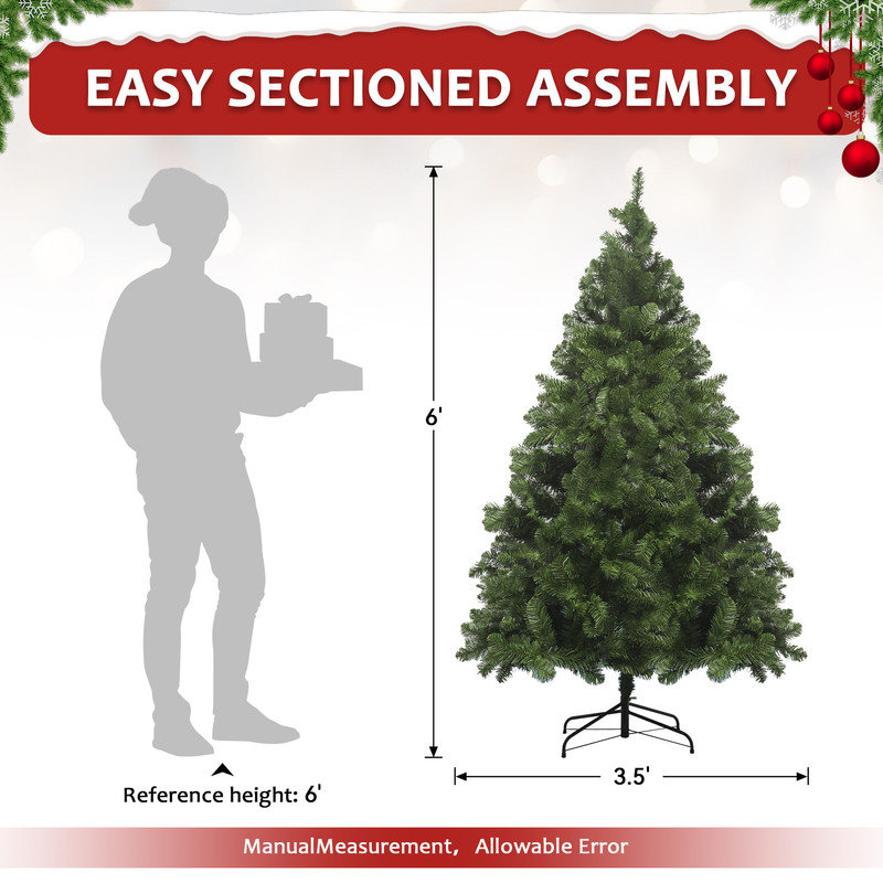 6FT Artificial Christmas Tree with Foldable Stand, 6'