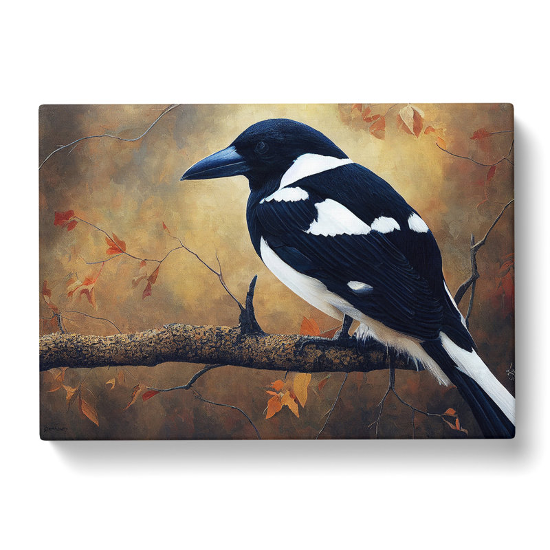 Edgy Magpie Bird - Wrapped Canvas, 40cm H x 60cm W x 3cm D