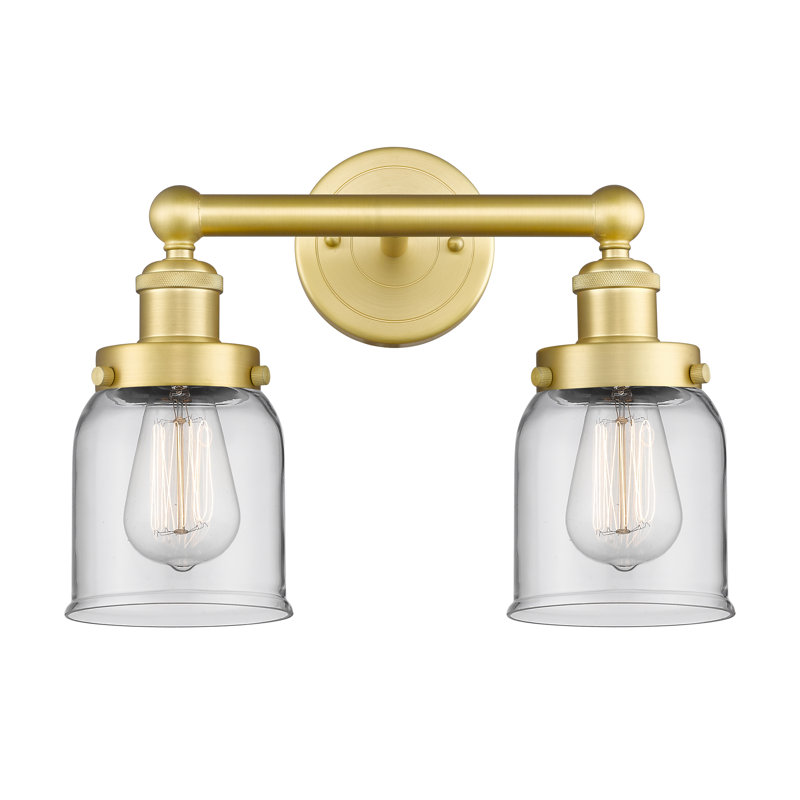 Éclairage pour meuble-lavabo à 2 lumières à intensité variable Corralitos, Transparent, Or satiné