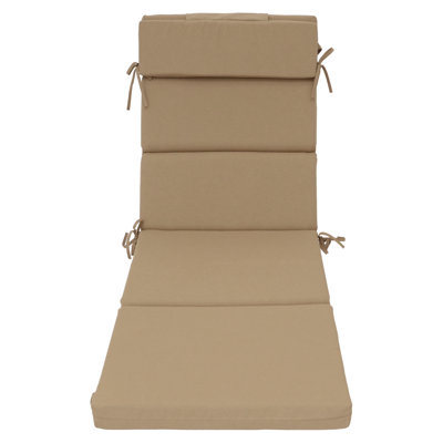 Coussin de chaise longue d'extérieur 53 x 183 x 7 cm (21 x 72 x 2,75 po) avec oreiller - Brun taupe