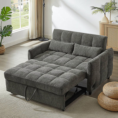 Loveseat Sofa, Pull-Out Sofa Bed, Tufted Sleeper Sofa With An Adjustable Backrest