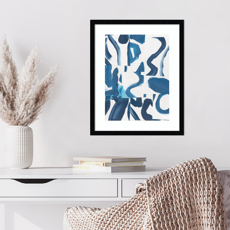«Indigo Summer Camp 1» par Bronwyn Baker, reproduction d'art encadrée sur bois, H 21 po x l 17 po, Noir