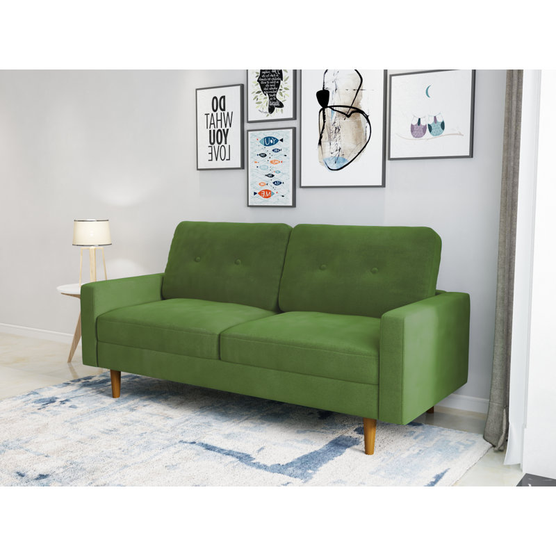 70'' Velvet Sofa, Olive Green Velvet 