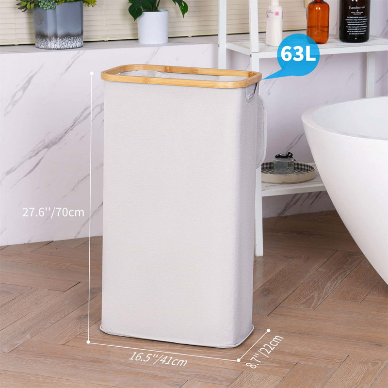Bhargava Laundry Hamper with Handles, Light Grey, 70 x 41 x 22