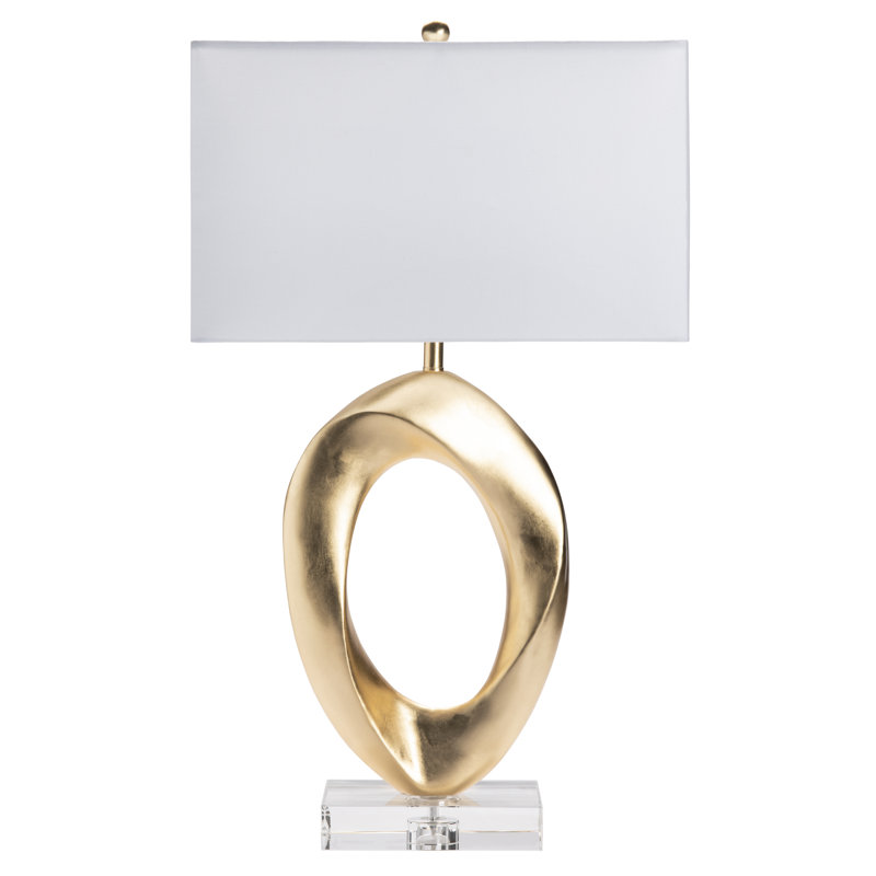 Lampe de table en résine dorée 31 "avec abat-jour blanc 31"