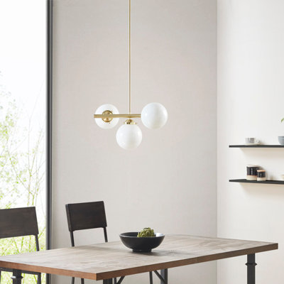 Lustre 3 lumières avec ampoules sphériques en verre givré
