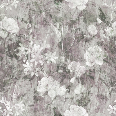 Rouleau de papier peint floral mauve doux
