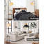 Lampe de plancher moderne pour le salon, lampe de table d'appoint en bois massif avec abat-jour en tissu gris, lampe de table de bout à 3 couleurs Temperatures pour chambre à coucher, salon, ampoule DEL incluse, noir mat-1193052696