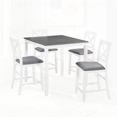Ensemble de table de salle à manger à hauteur de comptoir 5 pièces avec 4 chaises, conception classique en bois pour petits espaces, solution de salle à manger moderne et simple pour 4 personnes