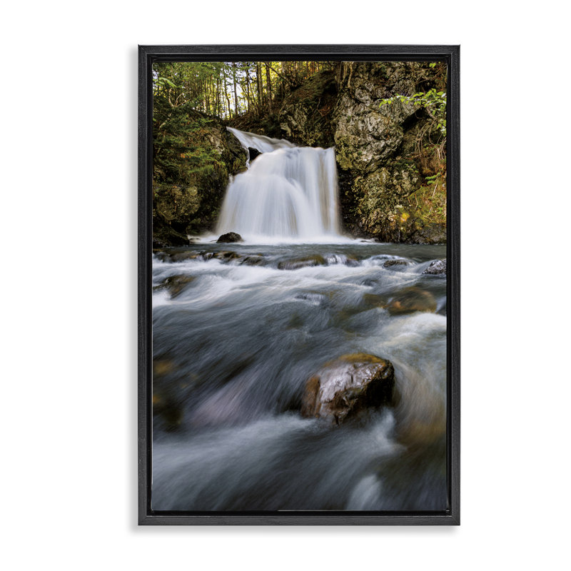 Cadre flottant en cascade d'eau fraîche, design par Sean Greenough, Cadre flottant noir de jais, H 25 po x l 17 po