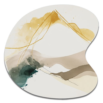 Mustard Yellow Secrets II - Abstract Liquid Ink Drop Shape Assymterical Metal Wall Art