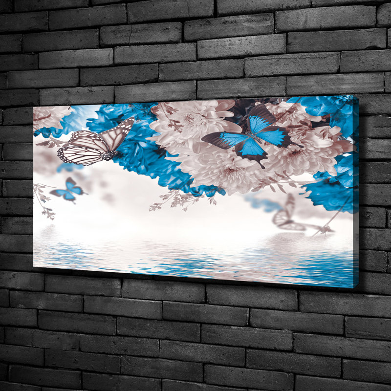 Flowers And Butterflies - No Frame Print on Canvas