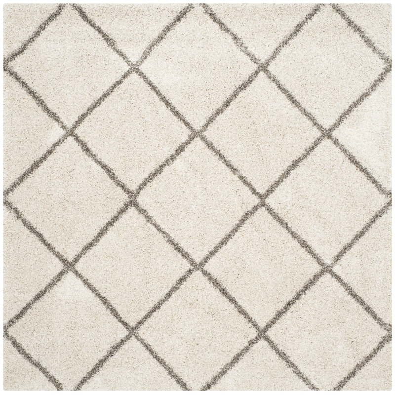 Hudson Geometric Area Rug, Plush 4.5cm, Square 91cm