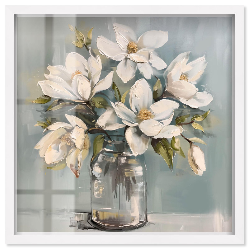 Art floral vintage prismatique, H 21 po x l 21 po, Blanc