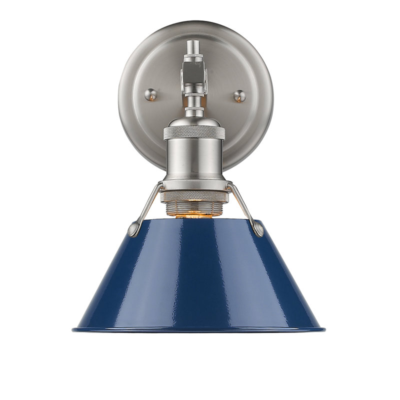 Felda Dimmable Steel Vanity Light, Navy Blue, Pewter, 1 Lights