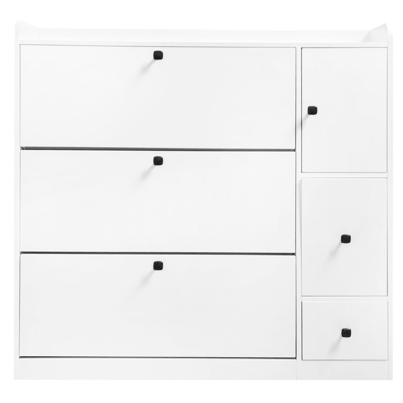 Range-chaussures autoportant avec rangement et 3 tiroirs, blanc
