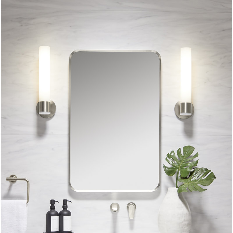Miroir de salle de bain mural, Nickel brossé, 45 po x 30 po