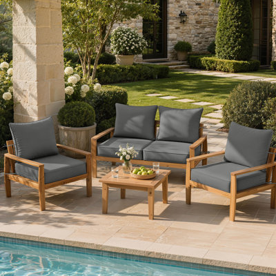 Coussins d'extérieur Braun 24x24x5 pour chaises de patio, coussins d'assise et de dossier intérieurs/extérieurs, coussins seulement (ensemble de 4)