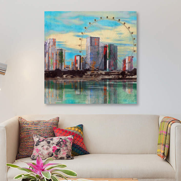 «Sunset Roundabout», reproduction sur toile, H 37 po x l 37 po x P 1,5 po, Toile tendue, Pas de tapis