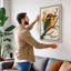 Kingfisher Among Branches Japandi - Wrapped Canvas-1395774856-1395774905