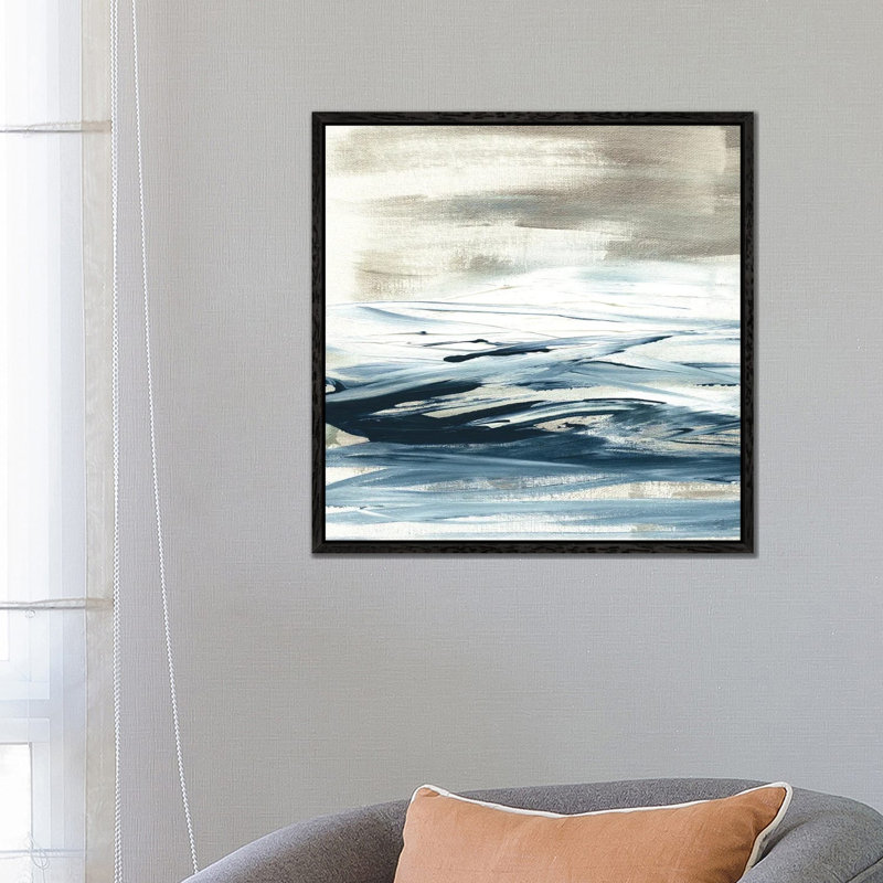Tumultuous Indigo I by Susan Jill - Painting on Canvas, 66.04cm H x 66.04cm W x 3.81cm D, Black Floater Framed