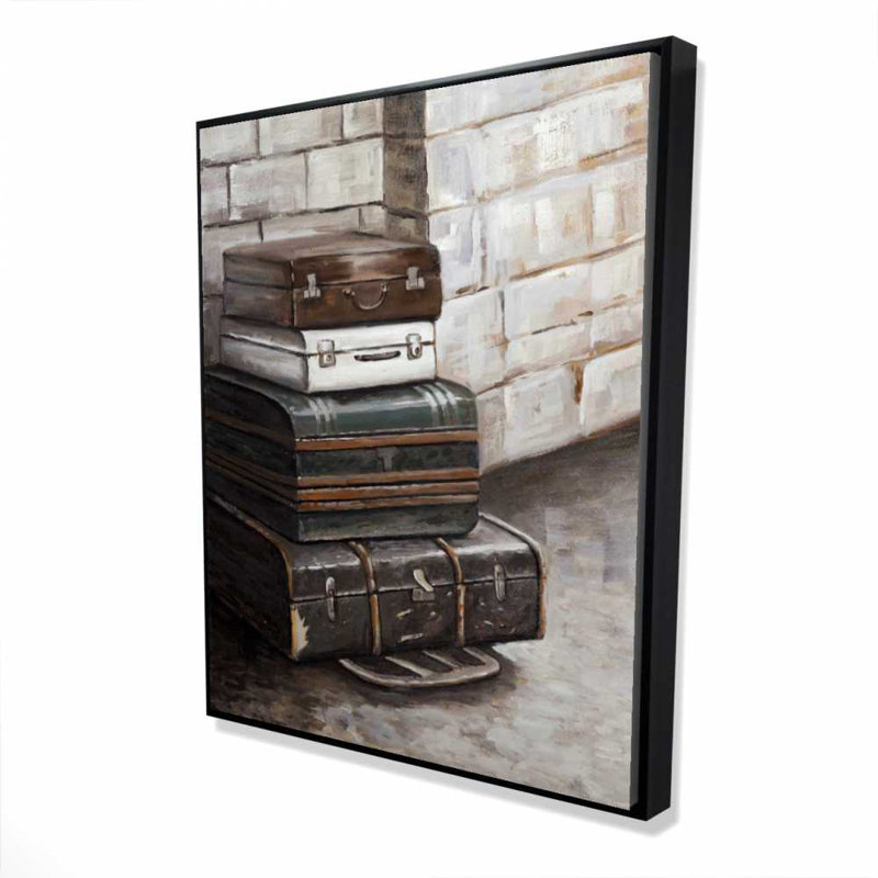 Quatre vieilles valises de voyage - Toile encadrée pour la décoration intérieure