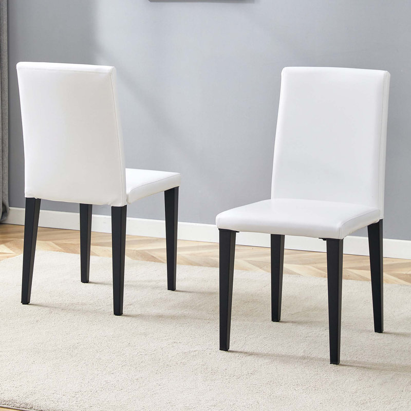 Chaises de salle à manger en lin, 2, Noir, Blanc