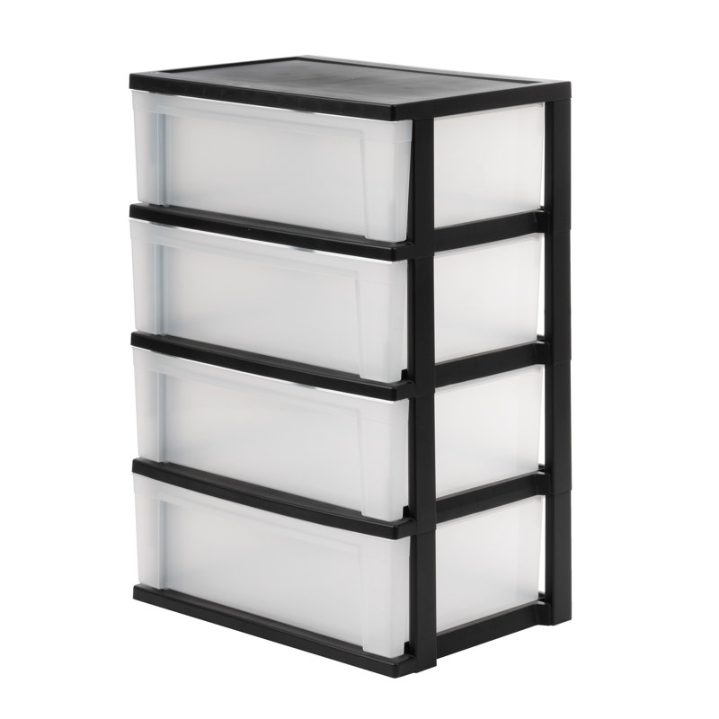 IRIS 4 Drawer Plastic Wide Chest, Black