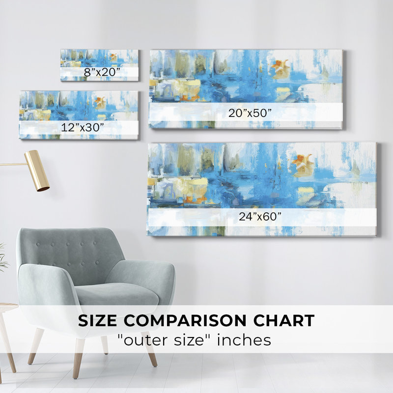 Metro Blue -Gallery Wrapped Canvas, 12" H x 30" W x 1.5" D