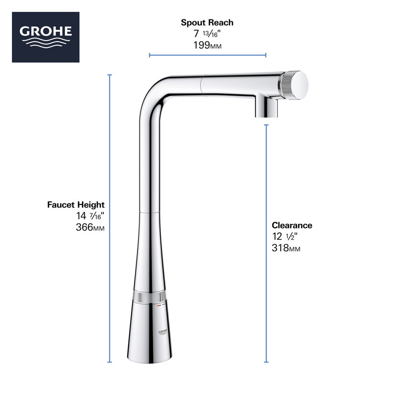 Zedra Smartcontrol Pull Out Touch Bar Faucet, Starlight Chrome
