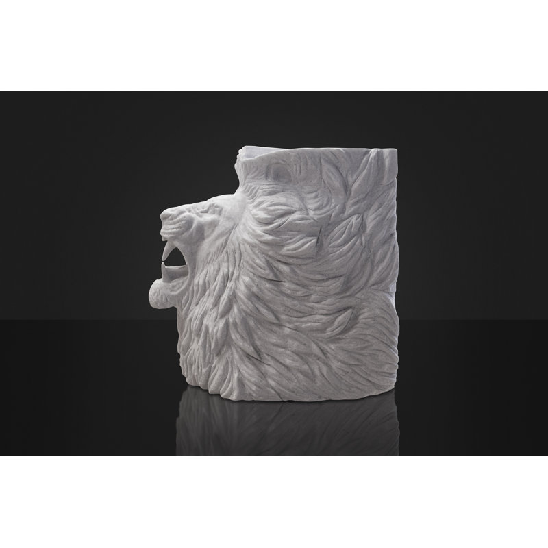 White Marble Lion Bust