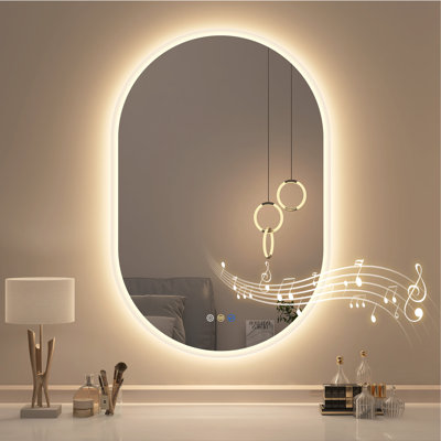 Oval Lighted Frameless Wall Mounted Accent Mirror
