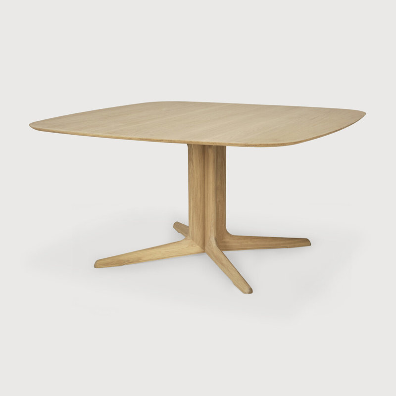 Corto Square Solid Oak Dining Table, Varnished Brown