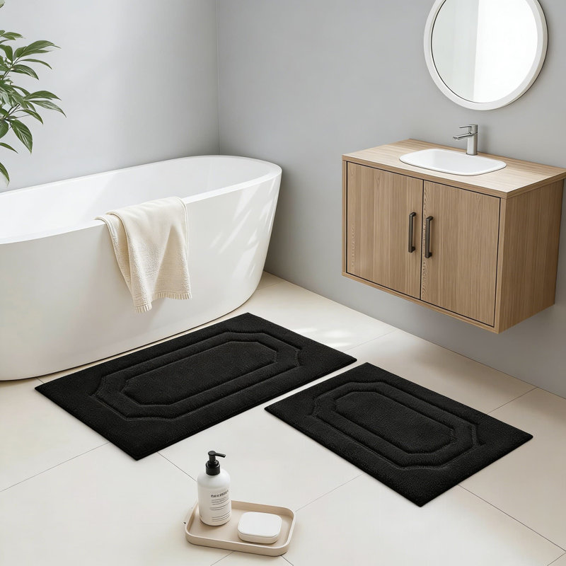 Ensemble de tapis de salle de bain en microfibre de qualité supérieure, tapis de bain 2 pièces ultra doux et absorbant avec envers antidérapant pour une sécurité et un séchage rapide