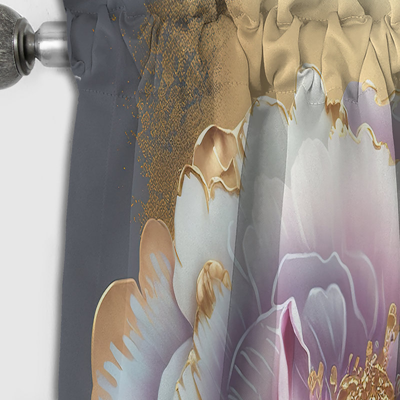 Rideau occultant à motif floral - 1 panneau mauve, L 52 po x L 108 po