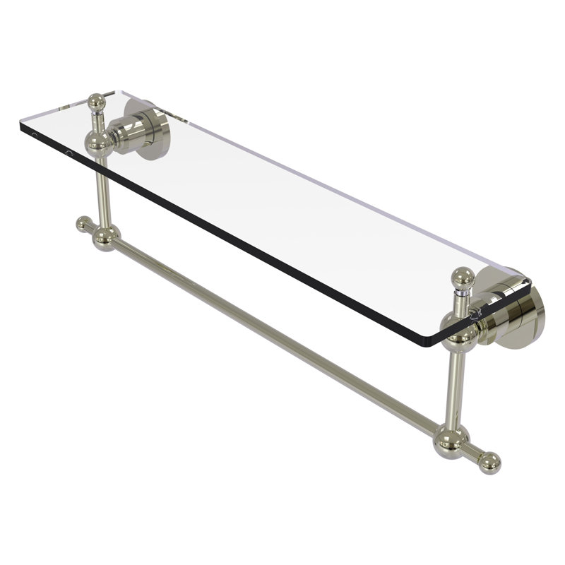 Lera Bracket Shelf with Towel Bar, 22" W x 4" H, Polished Nickel