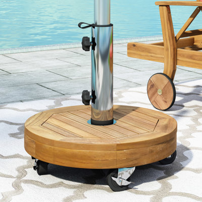 Base de parasol, 30 lb, en bois, acier inoxydable et béton, acier 17,61 po x 16,67 po 16,67 po, produit de style