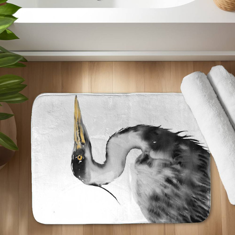 Great heron Bath Mat with Non-Slip Backing - Quick Dry Memory Foam Bathroom Rug - Absorbent - Modern Plush Spa-Style - Machine Washable