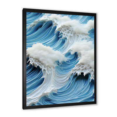 Collage de vagues blanches et bleues - art mural vagues côtières