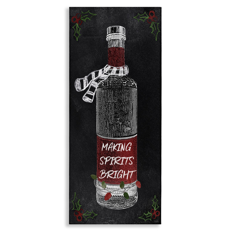 "Make Spirits Bright Bottle Canvas" par Natalie Carpentieri, H 30 po x l 13 po