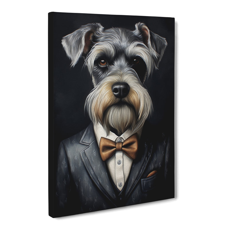 Schnauzer in a Suit Painting No.6 - Wrapped Canvas, 50cm H x 35cm W x 3cm D