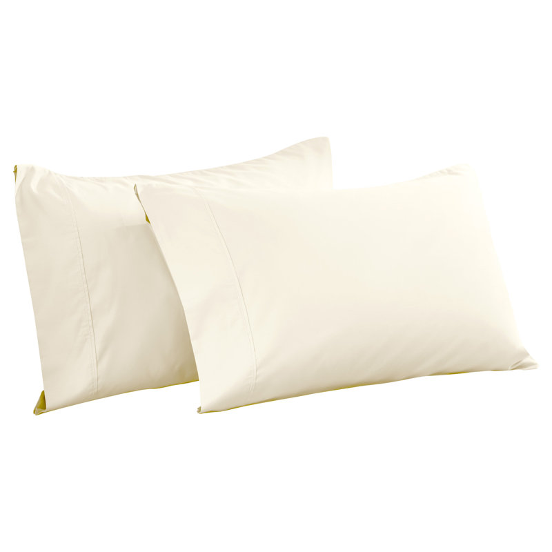 Superior 600 Thread Count Cotton Blend Sateen Solid Pillowcase Set, Standard, Ivory