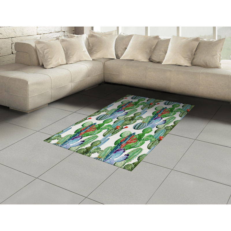 Cactus High Density Long Fiber Poly Threads Decorative Area Rug Carpet, Rectangle 4' x 5'8"