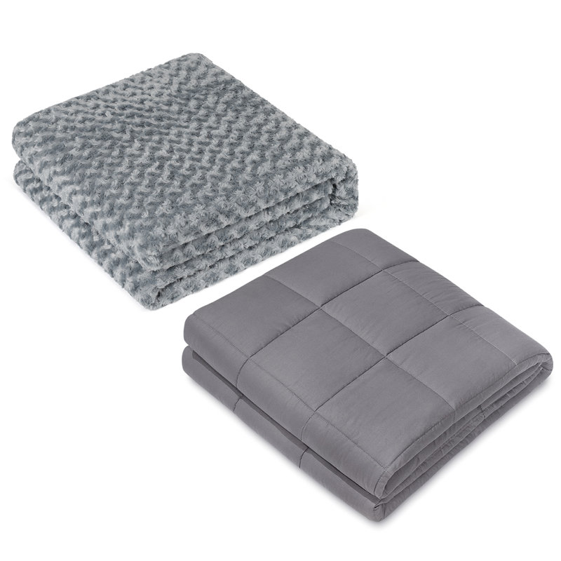  Jeté lesté en fausse fourrure, L 15 po x L 15 po, gris