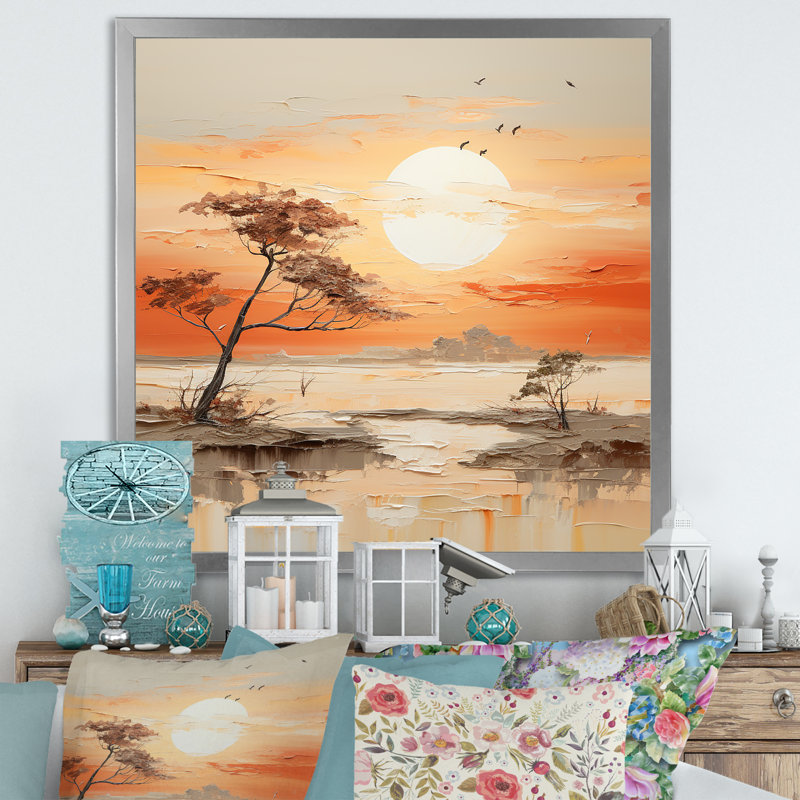 Sunsets Simplicity Desert Solitude sur toile, Cadre simple argenté, H 16 po x l 16 po x P 1 po